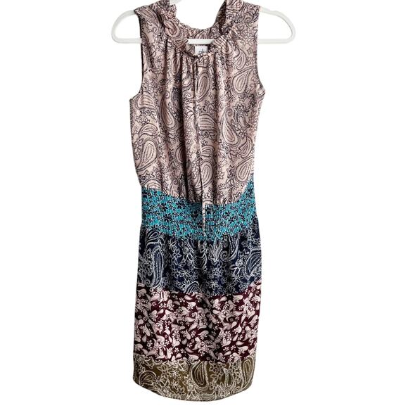 Cabi Dani Paisley Patchwork Shirred Chiffon Women Dress Size Small - Picture 2 of 8